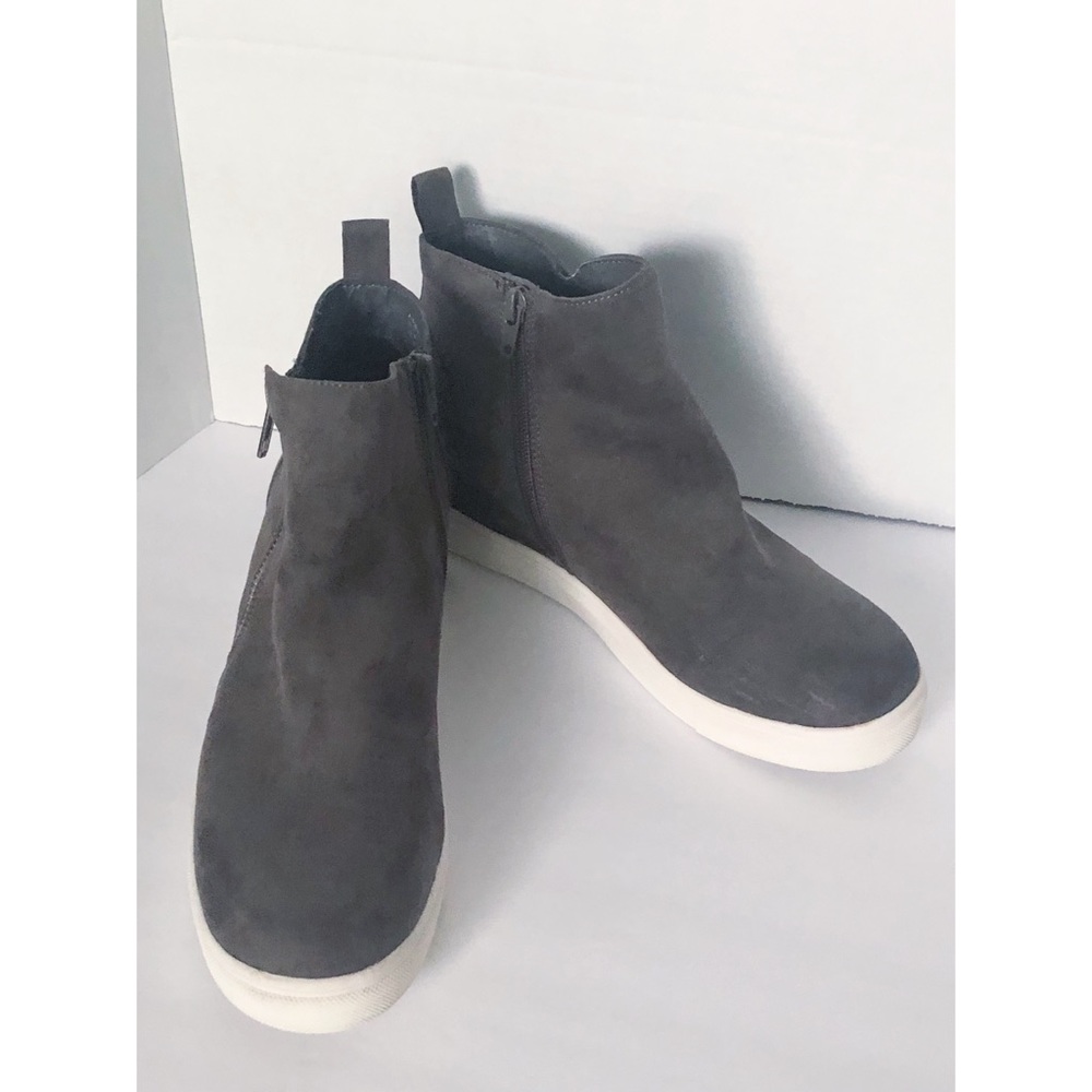 Madden Girl Suede Piper Grey Wedge Sneaker with Side Zippers